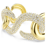 Dextera cuff Round cut, White, Gold-tone plated